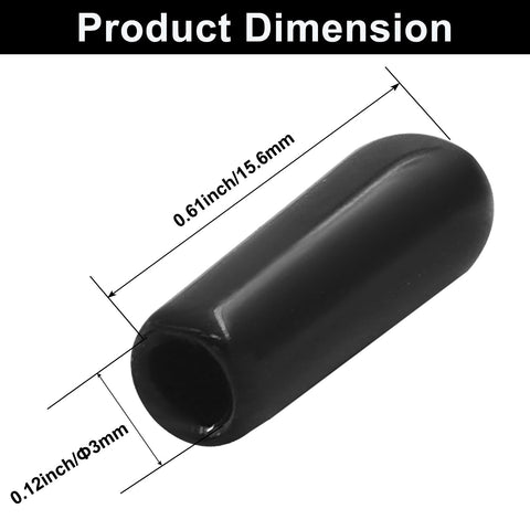 3mm ID Rubber End Caps For Metal Tubing And Bolts Pro Grade Tough Vinyl Flexible Tube Caps Screw Thread Protectors Black Rubber
