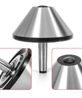 Bull Nose Live Center with MT3 Morse taper; 75-degree alloy steel cone, shown in front, side, and close-up views.