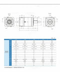 Technical drawing of Top Tier Economy Planetary Reducer Gearbox, 80mm flange, specifications for Nema 34 stepper motors.