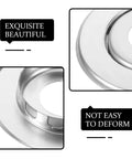 Close-up of silver metal 18 Pack Rock Solid Metal Fire Sprinkler Trim Rings Heavy Duty Escutcheon Plates showing dual-layer design.