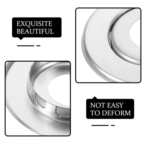 Close-up of silver metal 18 Pack Rock Solid Metal Fire Sprinkler Trim Rings Heavy Duty Escutcheon Plates showing dual-layer design.