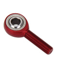 Hella Tough Male Heim Joint Rod End 3/8 24 Rh showing red anodized aluminum housing and sleek design for steering upgrades.