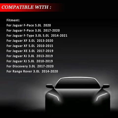 Compatible fitment list for Upgraded Aluminum Coolant Water Pipe Kit For Jaguar F Type F Pace XE XF XJ Discovery Range Rover 2010 To 2021.