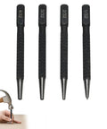 4 Piece Center Punch Set For Metal Marking And Hole Starting Points, Hardened Steel Tips In 1/32, 2/32, 3/32, 4/32 Inch Sizes