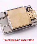 Complete 5 Piece Lighter Repair Tool Kit With Heavy Duty Steel Wheel Rivet Punch Set And Secure Fix Base For Inner Liner Restoration, metal repair base plate.