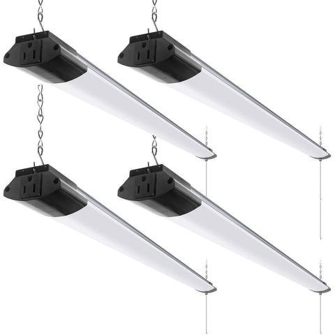 Boss Level Bright Four Foot LED Shop Lights 84W 10000 Lumens Daylight 5000K Linkable Pack Of Four