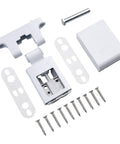 Heavy Duty Aluminum Alloy Flag Hinge Set For Double Doors Rock Solid Steel Frame Mount Premium White Coating Easy Install Smooth Swivel tough hinge components with screws.