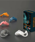 Soft Silicone Reusable Ear Plugs With 33 dB Noise Reduction For Sleep Travel And Swim Waterproof Non Toxic displayed with packaging