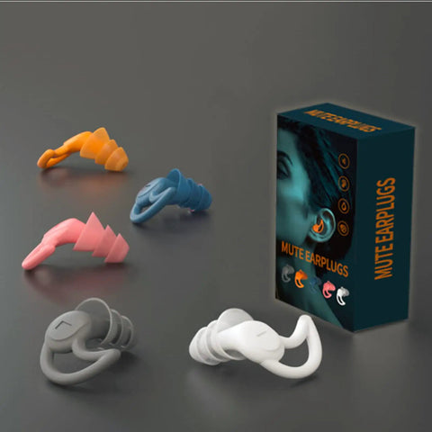 Soft Silicone Reusable Ear Plugs With 33 dB Noise Reduction For Sleep Travel And Swim Waterproof Non Toxic displayed with packaging