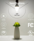 Bright 5.5W LED B11 Candelabra Bulbs 5000K Daylight White Not Dimmable 40W Equivalent with light specs and plant