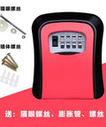 Durable 4 Digit Combination Code Lock Storage Box with mounted screws, red color, designed for wall door mounting to protect keys.