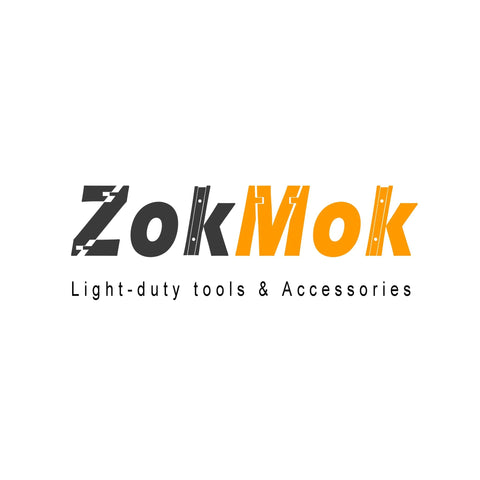 ZokMok logo with tagline 'Light-duty tools & Accessories' in black and orange text on white background.
