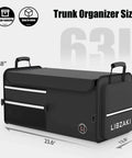 Grab And Go Trunk Storage Organizer For Cars SUVs And Trucks Collapsible Multi Size System With Medium 63L Neatly Organized In Black