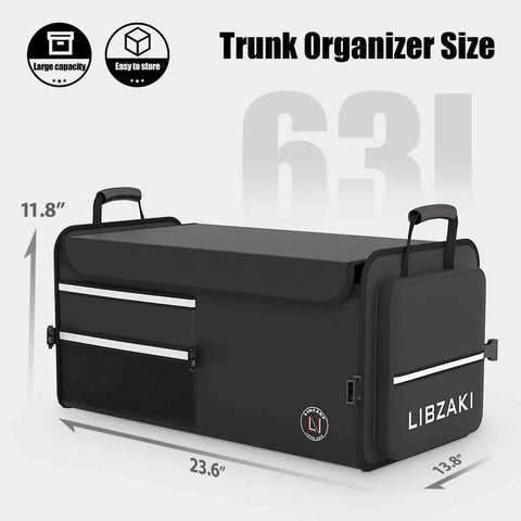 Grab And Go Trunk Storage Organizer For Cars SUVs And Trucks Collapsible Multi Size System With Medium 63L Neatly Organized In Black