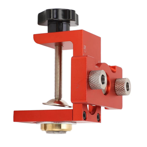 3 In 1 Pocket Hole Jig Kit With Aluminum Alloy Construction And Precise Engraved Scale For Woodworking Furniture Assembly Diy Projects And Cabinet Making, side view, red aluminum alloy material