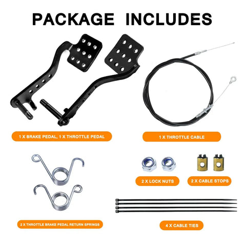 Go Kart Pedals Kit With 71 Inch Throttle Cable And Brake Return Springs For Predator 196cc 212cc with included parts
