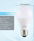 Ultra Bright LED Garage Door Opener Bulbs 1500 Lumens A19 E26 Base 120V 12W 4000K Cool White Minimal RF Interference