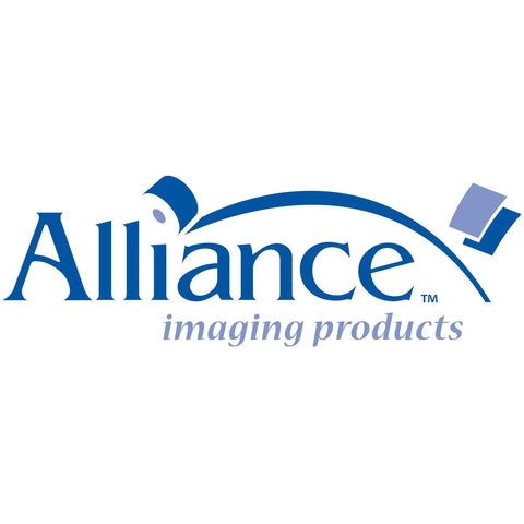 Alliance imaging products logo featuring blue text and graphic elements, used for branding purposes.