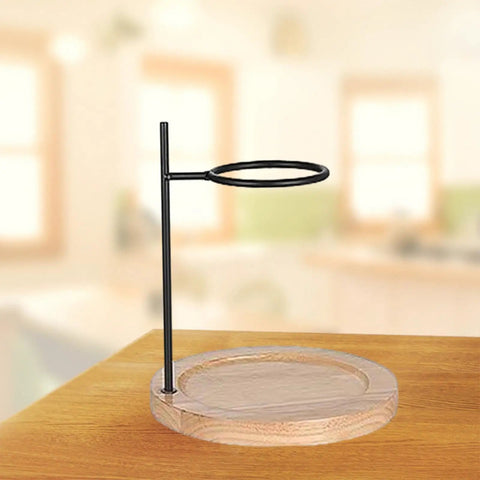 Premium Metal Pour Over Coffee Stand Portable Drip Rack with wooden base, ideal for daily brewing or cafe setups.