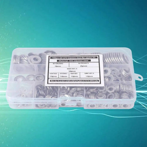 Your Go To Flat Washer Kit 720 Pieces Set In 304 Stainless Steel Assortment Sizes From M3 To M12 Rust Resistant Gasket Washers