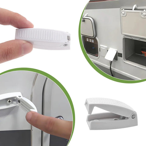 5 Piece RV Door Holder Kit with Sturdy Spring Clip and Mounting Screws, open compartment doors in RV trailer