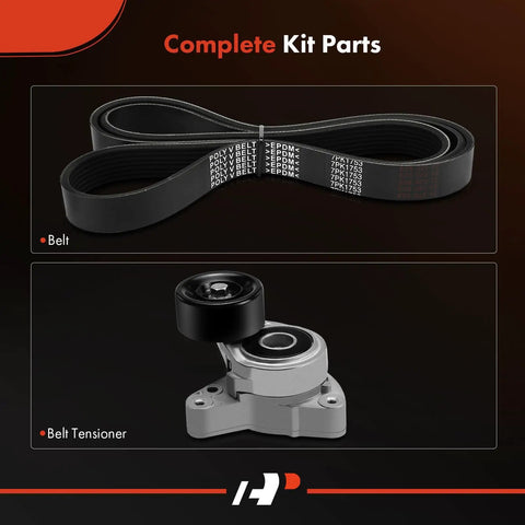 Serpentine Belt Drive Kit for Honda CR-V 2009 2.4L and Acura TSX 2007 2008 2.4L Gas Engine showing belt and tensioner