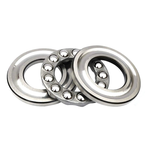 Two 51109 thrust ball bearings, 45mm x 65mm x 14mm, bearing steel, single-row, close-up view