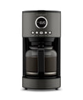 12 Cup Coffee Maker With Glass Carafe, Auto Start 24 Hour Programmable, Drip Free Pour, Black Stainless Finish, front view