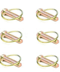 Six Piece Lynch Pin Kit With Ring Heavy Duty Seven Sixteenth Inch By One Three Quarter Inch Pins For Farm Tractors Trailers And Mowers Galvanized Anti Rust Steel Construction For Rugged Outdoor Work Includes Ringed Pins For Quick Release And Secure Fit