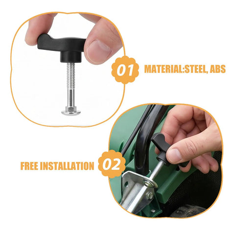 Upgrade Your Lawn Mower With These 4 Piece Handle Bolt Replacement Kit Featuring Durable Abs And Steel Wing Knob Screws For A Reliable Grip, Quick Release Design, And Smooth Adjustments Perfect For DIY Yard Work And Tough Maintenance Jobs. lawn mower handle bolt kit, steel and ABS, installed by hand