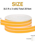 Top Tier Closed Cell Weather Stripping Foam Tape Four Rolls White Door Window Gasket Seal Self Adhesive Draft Blocker, size 1/4 in W x 1/8 in T, total 20 ft.