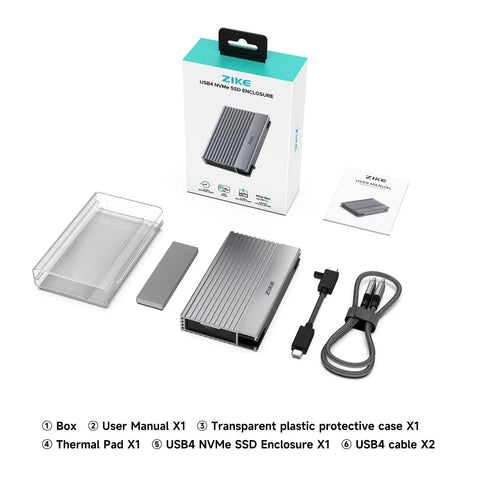 Zero Hassle Usb 4 M2 Nvme Ssd Enclosure With Toolless Build And Up To Forty Gigabit Transfer Speeds For Lightning Quick File Swaps Across All Your Gear with accessories.
