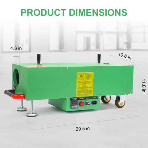 Heavy Duty 2000W Electric PVC Conduit Heater Bends Piping From Half Inch To Four Inches With Smart Temp Sensor dimensions display.