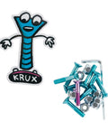 Krome Allen Hardware 1 Inch Blue And Pink Skateboard Mounting Nuts And Bolts Set with cartoon sticker and Allen key included.