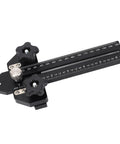 Thin Rip Jig For Table Saw With Pro Grade Aluminum Alloy Construction, T Track Slider, Dual Scale in English and Metric close-up view