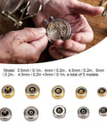 Copper Watch Crown Screws Replacement Parts Kit For Tiny Screws And Back Opener Tools, various sizes shown for watch repair.
