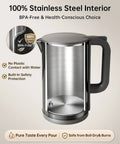 Cordless Electric Kettle With Temperature Control, 1.7L Stainless Steel Hot Water Kettle With 5 One-Touch Presets For Tea And Coffee, 2-Hour Keep Warm, Fast Boil, Auto Shut-Off And Boil-Dry Protection, Black