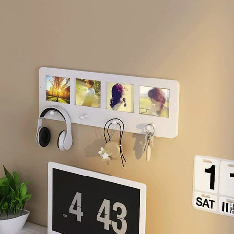 Fresh Mirror Wall Hooks Dual Purpose Photo Display And Coat Rack For Living Room Or Bedroom Clean White Finish with photos and accessories.