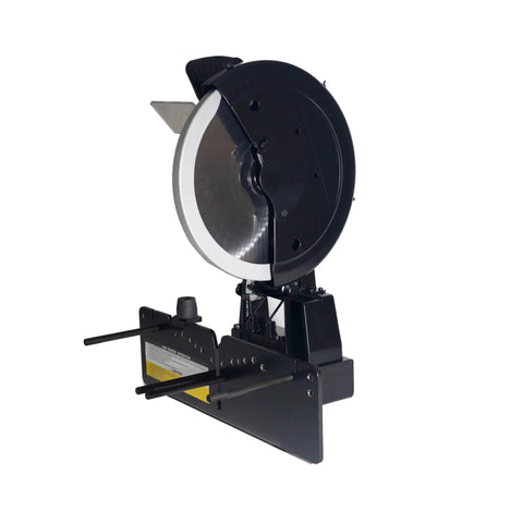 Heavy-Duty 14-Inch Cut-Off Tool With Scalloped Blade for industrial and hydraulic hose cutting, side angle view.