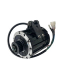 QS120 Mid Drive Motor 2000W Belt Conversion Kit For Electric Bikes Delivering 70 Nm Knockout Torque And 4600 Rpm Muscle side view of motor with wiring.