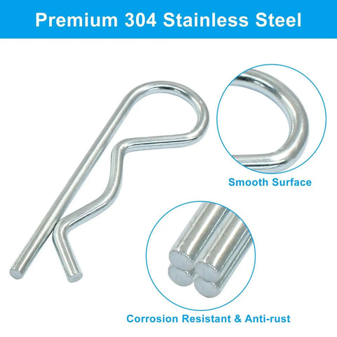 20 Piece Zinc Plated Cotter Pins Set M3.5 X 75mm For Trailer Hitch Clips R Clips Hairpin Pins showing smooth surface, close-up view
