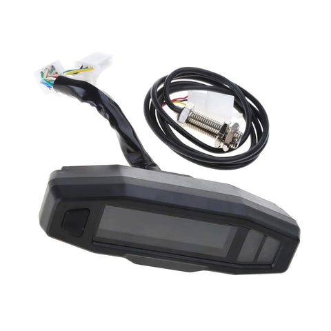 Digital Motorcycle Speedometer Gauge With LCD Display Odometer RPM And Fuel Gauge Backlit White Readout For Most Motorcycles
