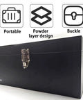 16 Inch Portable Metal Toolbox Built To Last, 18 Gauge Steel With Locking Latch, Heavy Duty Drawer Organizer Tackle Box, Black