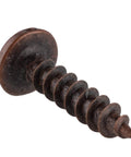 Top Shelf Heavy Duty Number Six By Five Eighth Antique Copper Round Head Slotted Wood Screw showing textured surface and rounded head.