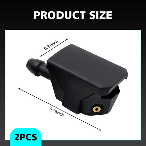 Four Way Windshield Wiper Nozzle For Cars, Trucks, And SUVs, Front Jet Washer Nozzle Retrofit Replacement, dimensions shown
