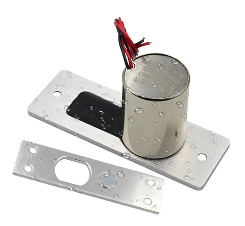 Heavy Duty Waterproof Deadbolt Lock With Bulldog Tough Security And No Sweat Weatherproofing For Effortless Dc12v Electric Access Control Door Setup Featuring Fail Safe Operation, showing electric lock mechanism with waterproof casing.