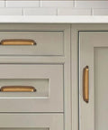 Antique Brass Cup Pulls 3 Inch Center To Center 10 Pack Heavy Duty Cabinet And Drawer Handles on beige kitchen drawers