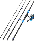 Surf Fishing Rod And Reel Combo 4 Piece MH Heavy Saltwater Performance Gear With 12 Foot Blue Graphite Rod And 5000 Size Spinning Reel