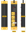 Heavy Duty Power Strip Surge Protector With Two Pack Individual Switches 20 Amp 12 Gauge 4 Ft Extension Cord, yellow outlets.