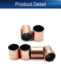 6 Piece Heavy Duty Bronze Sintered Sleeve Bearings 25mm Bore 28mm OD 30mm Length Oilless Bushings For Machines showing copper bushings.